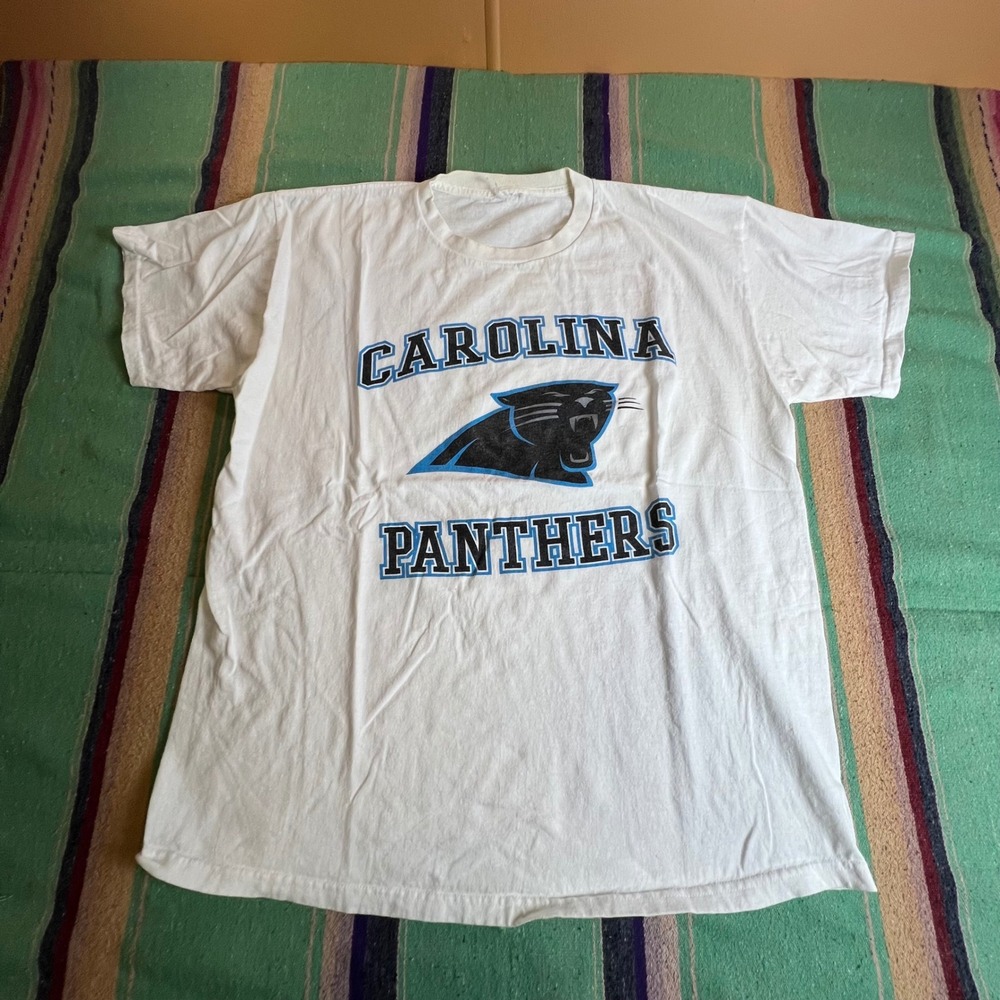 Vintage Carolina Panthers T-Shirt Mens XL White Graphic NFL Football Tee BB66